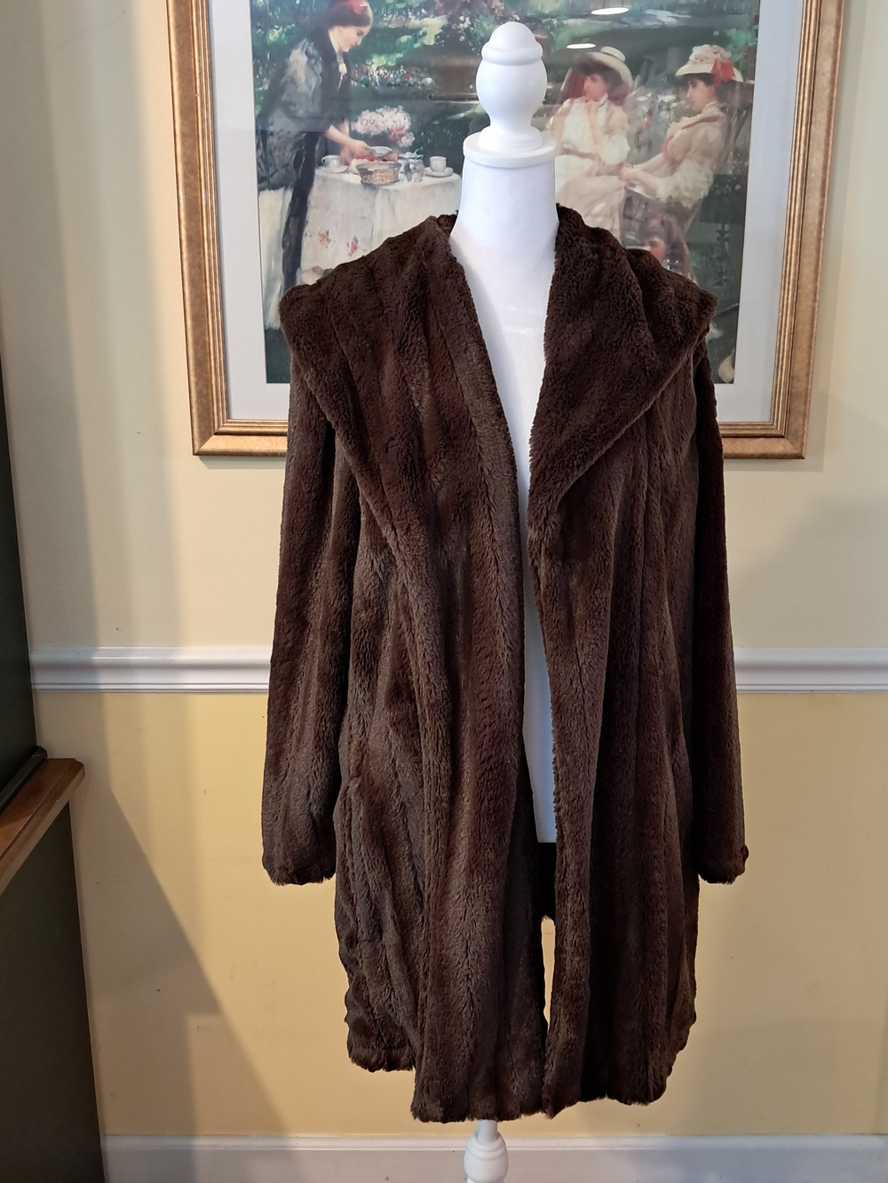Slinky Brand Brown Faux Fur Coat - Women's Size L